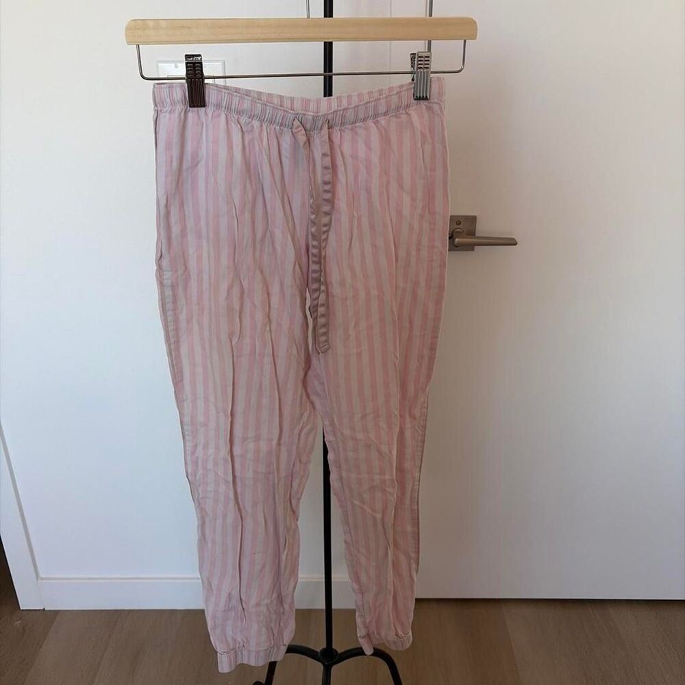 Victoria's Secret Pink White Striped Flannel Pajama Pants Women's Size XS